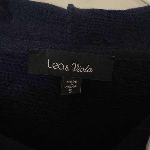 lea & viola navy and gray floral zip hoodie size: L - Picture 4 of 8